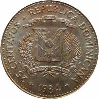 (№1983km61.1) Монета Доминиканская Республика 1983 год 25 Centavos (Прав человека, сестры мирабал. М