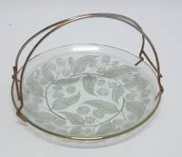 Конфетница, стекло, металл, д-15 см, СССР (сост. на фото)