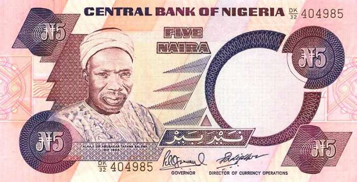 (1984) Банкнота Нигерия 1984 год 5 найра &quot;Абубакар Тафава Балева&quot;   UNC