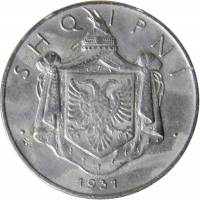 (№1930km13) Монета Албания 1930 год frac12; Lek