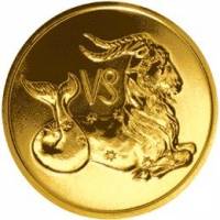 (044ммд) Монета Россия 2003 год 50 рублей "Козерог"  Золото Au 999  UNC