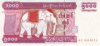 (2009) Банкнота Мьянма 2009 год 5 000 кьят "Слон"   UNC