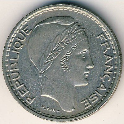 (1947) Монета Франция 1947 год 10 франков &quot;Марианна&quot;  Медь-Никель  VF