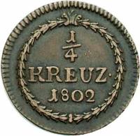 (№1802km132 (Карл Фридрих)) Монета Германия (Карл Фридрих) 1802 год 1/4 Kreuzer (Карл Фридрих)
