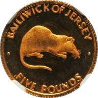 () Монета Остров Джерси 1972 год 5 фунтов ""   UNC
