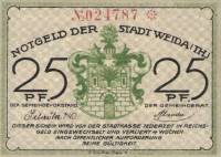 (№2017) Банкнота Германия (Без даты) 25 Pfennig"