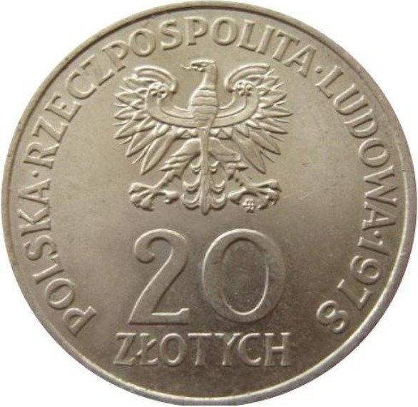 (1978) Монета Польша 1978 год 20 злотых &quot;Первый космонавт Польши&quot;  Медь-Никель  UNC