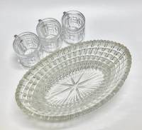 Салатник ладья + 3 кружки, хрусталь, СССР
