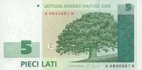 (2001) Банкнота Латвия 2001 год 5 лат "Дуб"   UNC