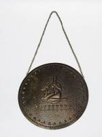 Панно чеканка круглое на цепочке Девушка красавица с оленем СССР