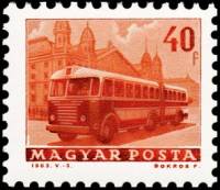 (1963-030) Марка Венгрия "Рейсовый автобус"    Общественный транспорт (Стандартный выпуск) III Θ