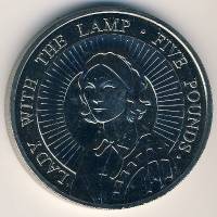 () Монета Остров Олдерни 2004 год 5 фунтов ""   PROOF