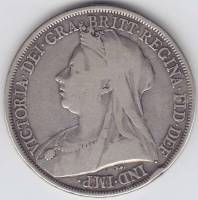 1893 Монета Великобритания 1 крона Королева Виктория  Серебро Ag 925  VF