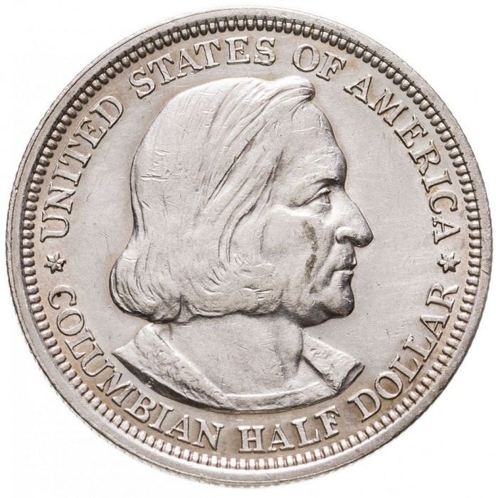 (1893) Монета США 1893 год 50 центов &quot;Христофор Колумб&quot;  Колумбова выставка Серебро Ag 900  XF