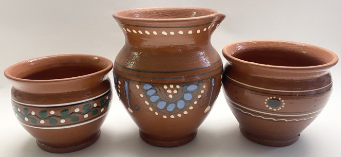 Глиняные горшки 2шт + Кувшин