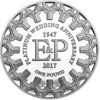 (№2017) Монета Джерси 2017 год 1 Pound (Платиновая Годовщина Свадьбы)