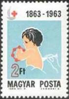 (1963-053) Марка Венгрия "Медицинское обследование"    100 лет организации Красный Крест III Θ