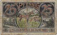 (№1921) Банкнота Германия 1921 год "25 Pfennig"
