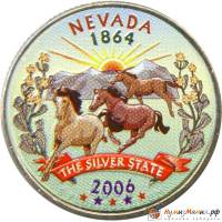 (036p) Монета США 2006 год 25 центов "Невада"  Вариант №1 Медь-Никель  COLOR. Цветная