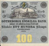 (,) Банкнота Швеция 1858 год 100 крон    UNC