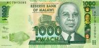 Банкнота Малави 2012 год 1 000 квача Хастингс Камузу Банда   UNC