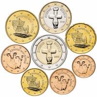(2008-2018, 8 монет) Набор монет Евро Кипр Смесь годов год   UNC