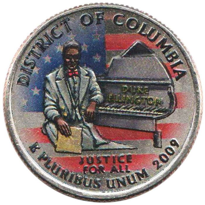 (051p) Монета США 2009 год 25 центов &quot;Округ Колумбия&quot;  Вариант №2 Медь-Никель  COLOR. Цветная