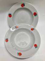 Тарелки суповые, Красный фарфорист, Грузино, СССР, 4 шт