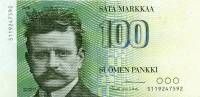 (1986) Банкнота Финляндия 1986 год 100 марок "Ян Сибелиус" Alenius - Koivikko  UNC