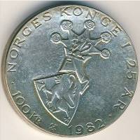 () Монета Норвегия 1982 год 100  ""   Биметалл (Серебро - Ниобиум)  UNC