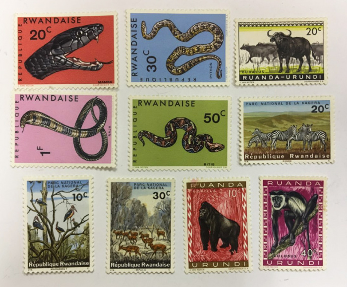 (--) Набор марок Руанда &quot;10 шт.&quot;  Негашеные  , III O