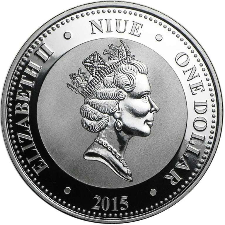 (2015) Монета Остров Ниуэ 2015 год 1 доллар &quot;Тигр&quot;  Серебро Ag 999  PROOF