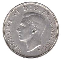 (1938) Монета Великобритания 1938 год 2 шиллинга "Георг VI"  Серебро Ag 500  UNC