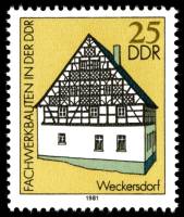 (1981-060) Марка Германия (ГДР) "Конюшня"    Деревянные дома II Θ