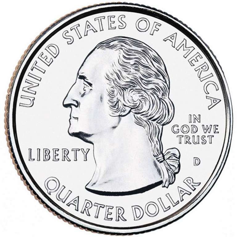 (025d) Монета США 2014 год 25 центов &quot;Эверглейдс&quot;  Вариант №2 Медь-Никель  COLOR. Цветная