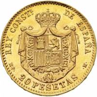 (№1899km709) Монета Испания 1899 год 20 Pesetas