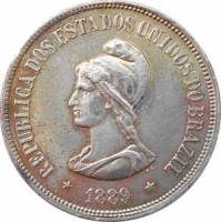 (№1889km494) Монета Бразилия 1889 год 500 Reacute;is