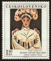 (1975-063) Марка Чехословакия "Девушка в народном костюме" ,  III Θ