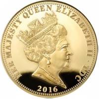 () Монета Тристан да Кунья 2016 год 1 крона ""  Медно-никелевый сплав, покрытый золотом  PROOF