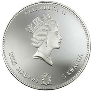 (2005) Монета Малави 2005 год 5 квача &quot;Год кролика&quot;  Медно-никель, покрытый серебром  PROOF
