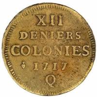 (№1717km4) Монета Французские колонии 1717 год 12 Deniers (XII)