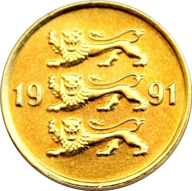 (1991) Монета Эстония 1991 год 10 центов   Латунь  XF