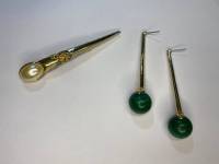Серьги малахит и брошь