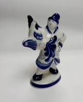 Фарфоровый сувенир "Жар птица", гжель.