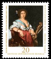 (1976-093) Марка Германия (ГДР) "Женщина музыкант"    Картины II Θ