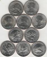 2012 5 монет 25 центов Смесь дворов Набор США Парки    UNC