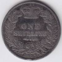 (1883) Монета Великобритания 1883 год 1 шиллинг "Королева Виктория"  Серебро Ag 925  VF