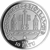 () Монета Латвия 1995 год 10  ""   Биметалл (Серебро - Ниобиум)  UNC