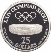 (№1988km7) Монета Восточное Самоа 1988 год 25 Dollars (ХХIV Олимпийские игры)
