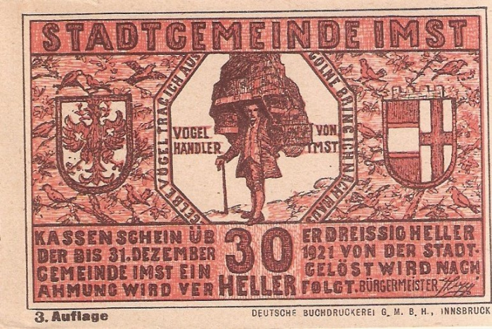 (№1921) Банкнота Австрия 1921 год &quot;30 Heller&quot;